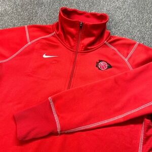 Nike Therma-FIT Mens Large Red Quarter Zip Fleece Pullover 379185-657